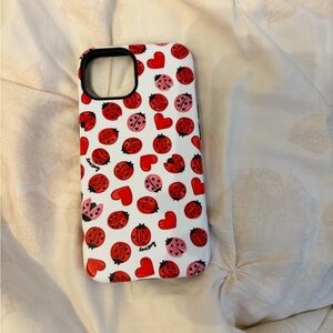 SHEIN Red and White Ladybug Heart Phone Case